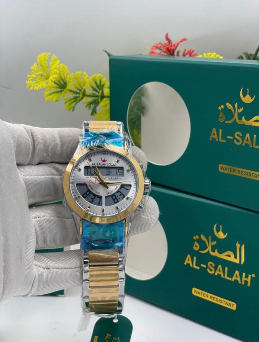 Al-Salah Prayer Time Watch – Water Resistant, Analog-Digital Display, Transparent Strap