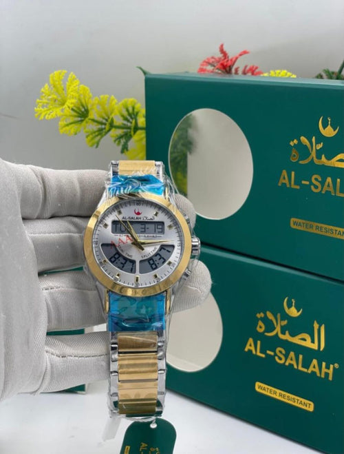 Al-Salah Prayer Time Watch – Water Resistant, Analog-Digital Display, Transparent Strap